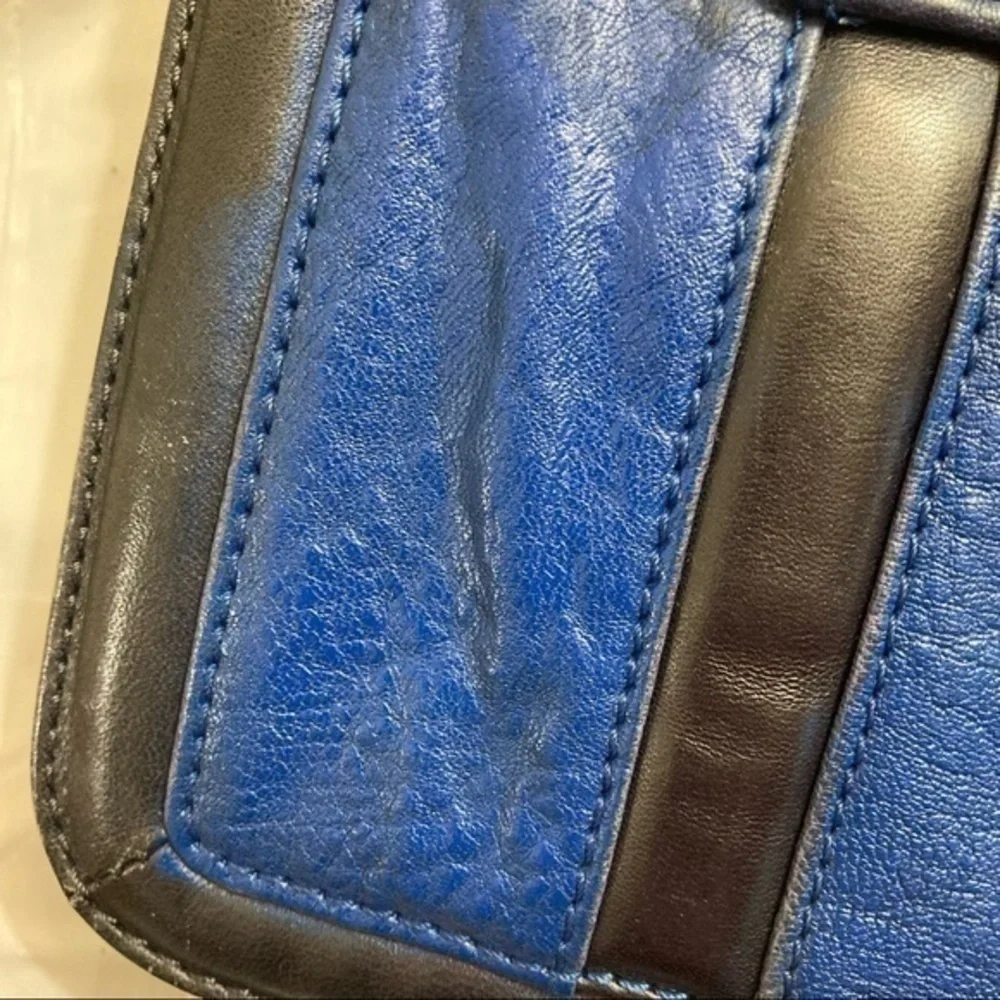 Tory Burch blue black colorblock shoulder bag gunmetal hardware